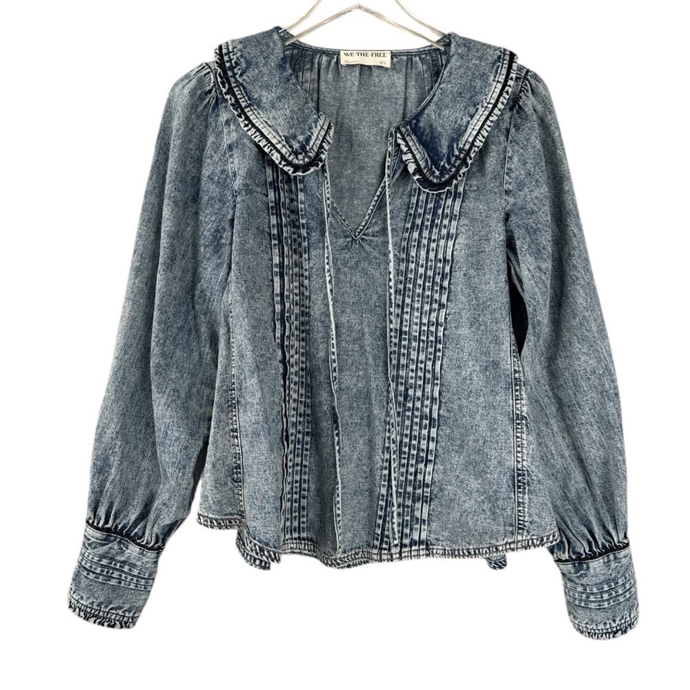 We The Free Molly Denim Sailor Shirt Size XS